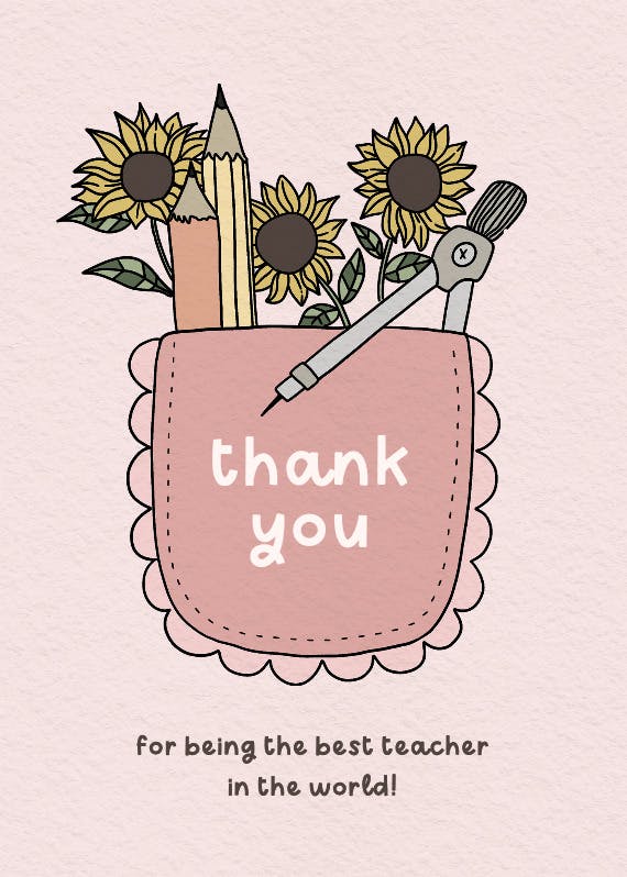 Thank you pocket - thank you card for teacher