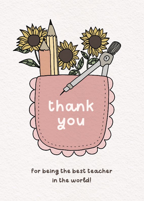Thank you pocket -  tarjeta de apreciación a un profesor