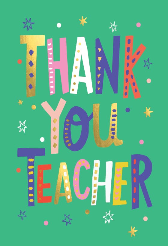 Thank you teacher lettering -  tarjeta de apreciación a un profesor gratis