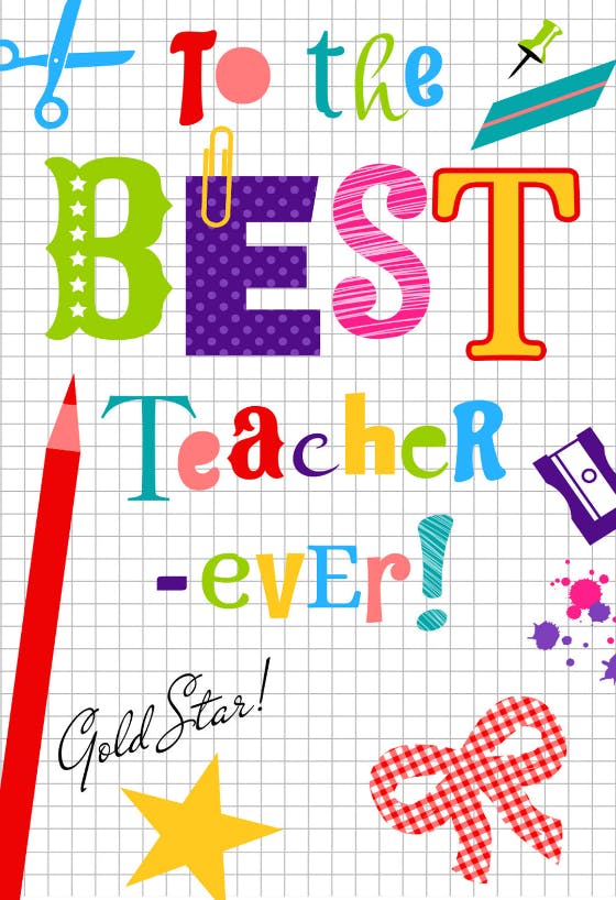 Thank you teacher -  tarjeta de apreciación a un profesor gratis