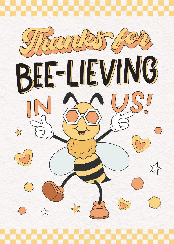 The bee's knees - thank you card for teacher