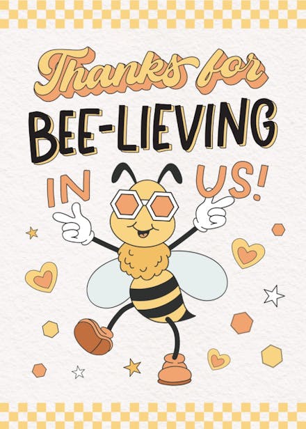 The bee's knees - thank you card for teacher