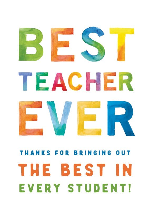 Vibrant thanks -  tarjeta de apreciación a un profesor