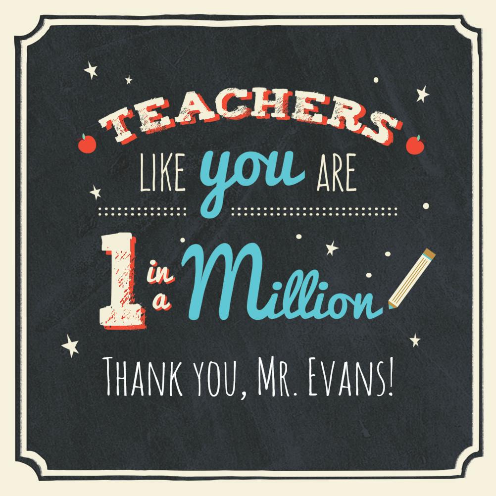 Vintage chalk thank you - thank you card for teacher