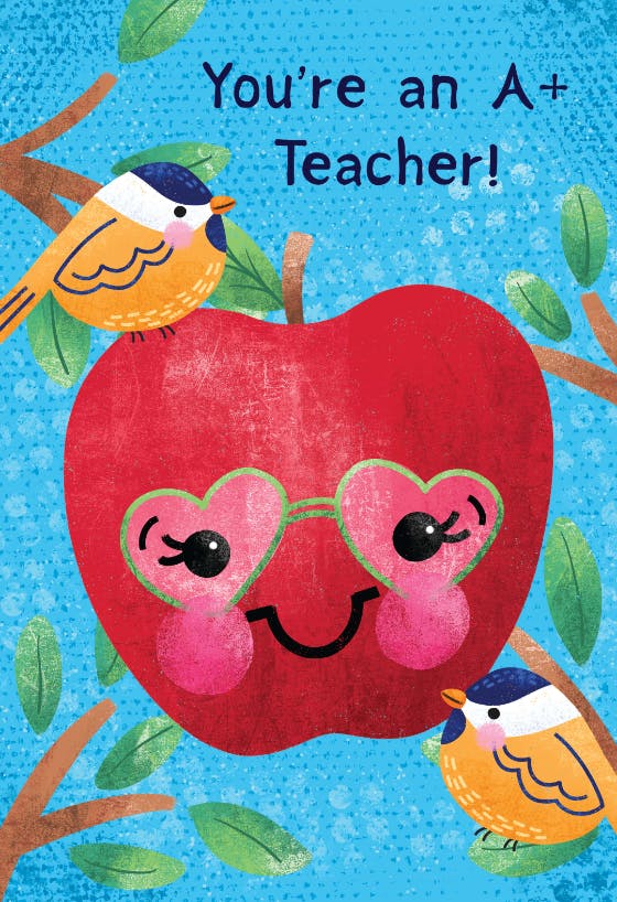 Wise apple - thank you card for teacher