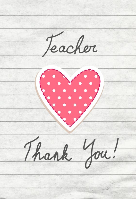 With love - thank you card for teacher