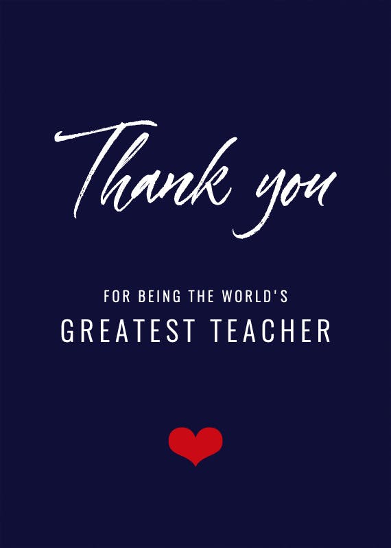 World's greatest teacher - thank you card for teacher