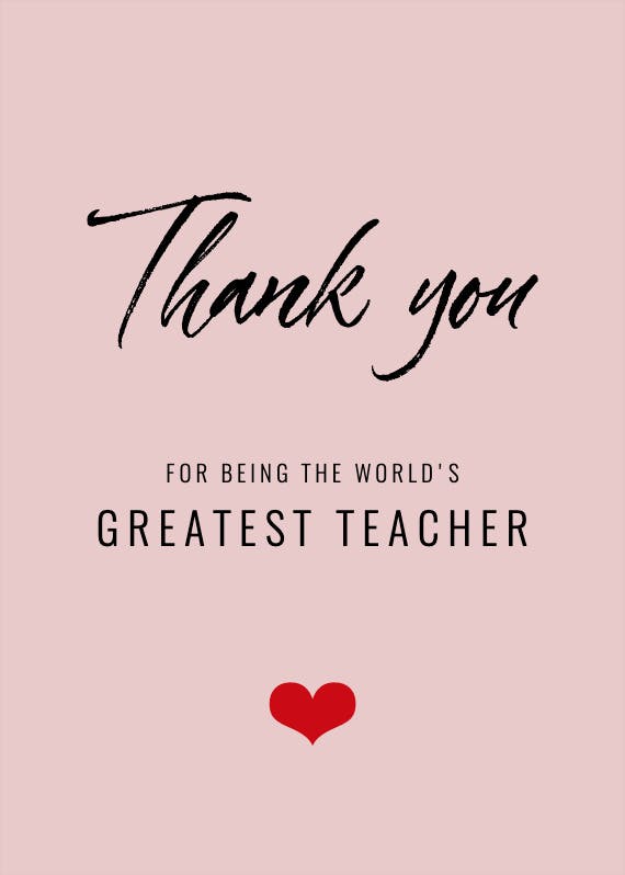 World's greatest teacher - thank you card for teacher