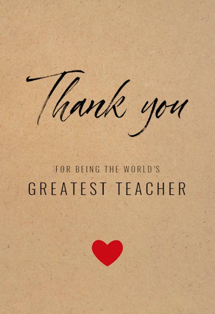 World's Greatest Teacher - Thank You Card For Teacher (Free ...