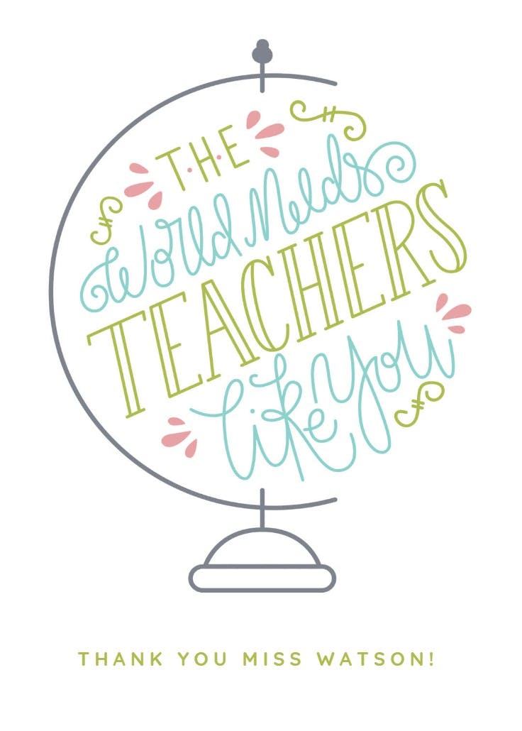 Worlds best teacher - thank you card for teacher