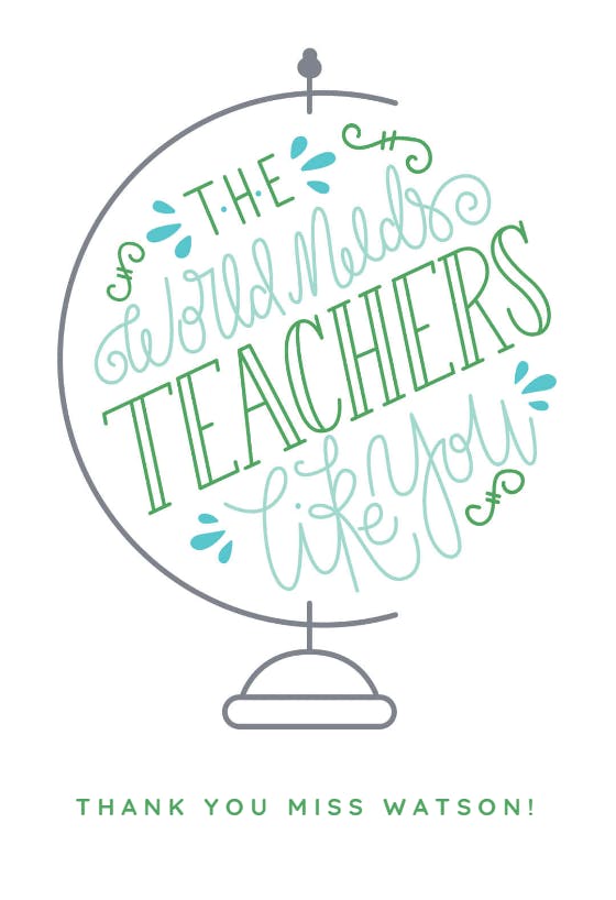 Worlds best teacher - thank you card for teacher