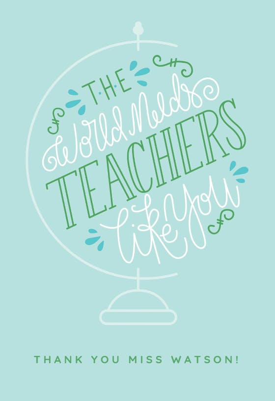 Worlds best teacher - thank you card for teacher