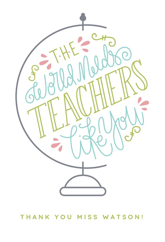 Worlds best teacher -  tarjeta de apreciación a un profesor gratis