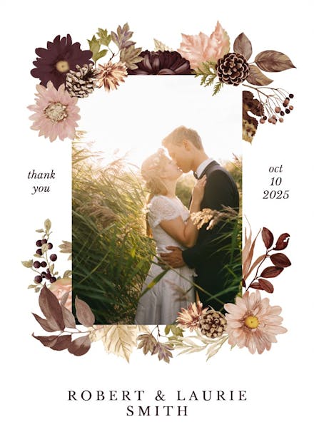 Autumn celebration - wedding thank you card