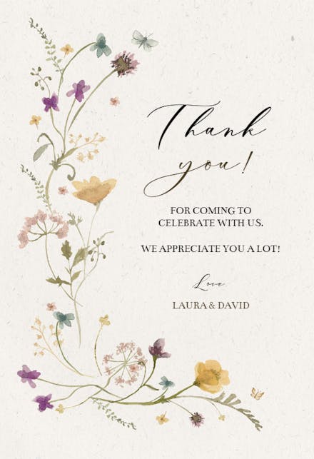 Bloom wildflower - wedding thank you card