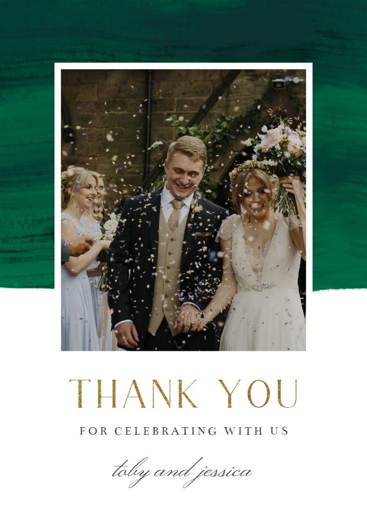 Colorful paint brushes - wedding thank you card