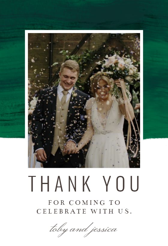 Colorful paint brushes - wedding thank you card