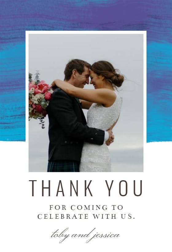 Colorful paint brushes - tarjeta de agradecimiento por la boda