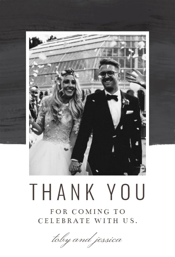 Colorful paint brushes - wedding thank you card