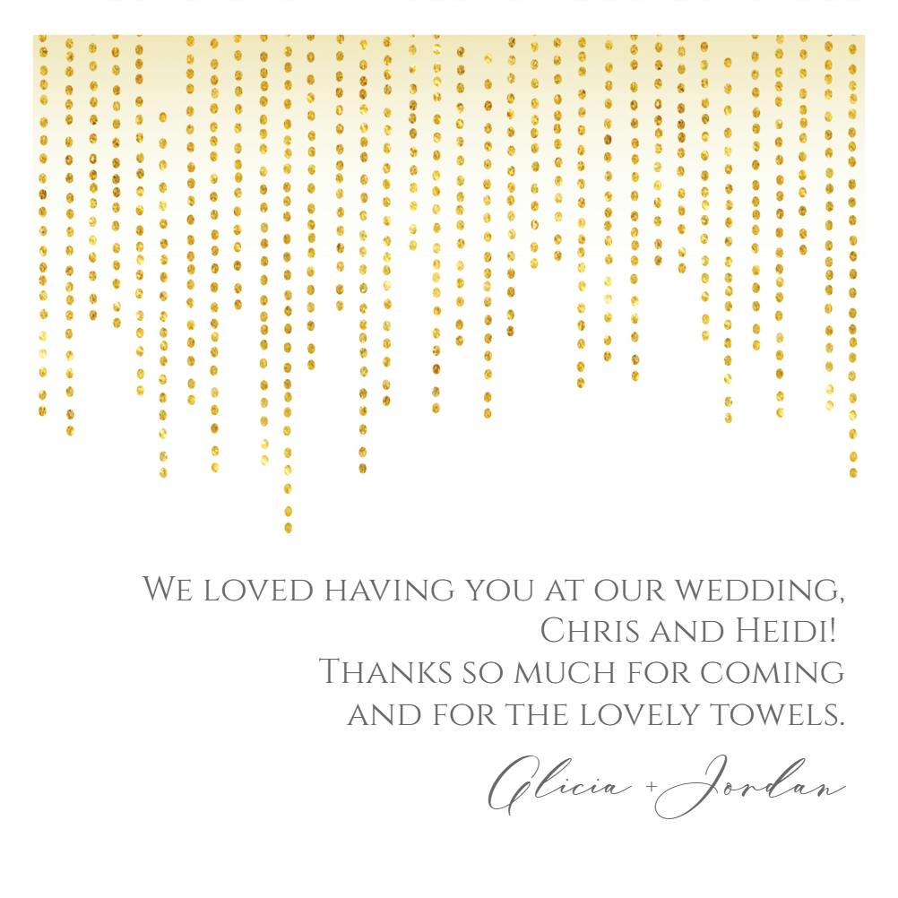 Crystal curtains - wedding thank you card
