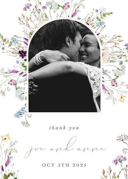 Dainty wild floral - tarjeta de agradecimiento por la boda