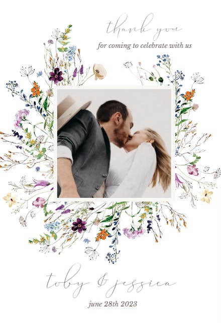 Dainty Wild Flowers - Wedding Thank You Card