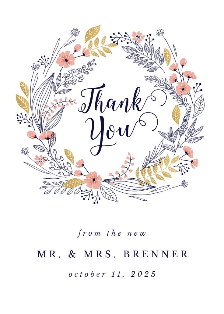 Ever thankful - wedding thank you card