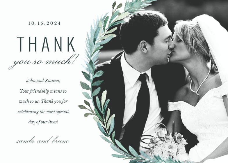 Evergreen -  tarjeta de agradecimiento por la boda gratis