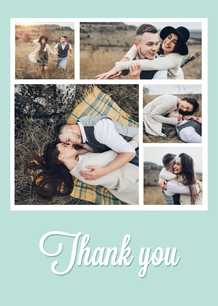 Husband and wife collage - wedding thank you card