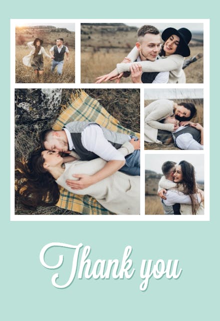 Husband And Wife Collage - Wedding Thank You Card