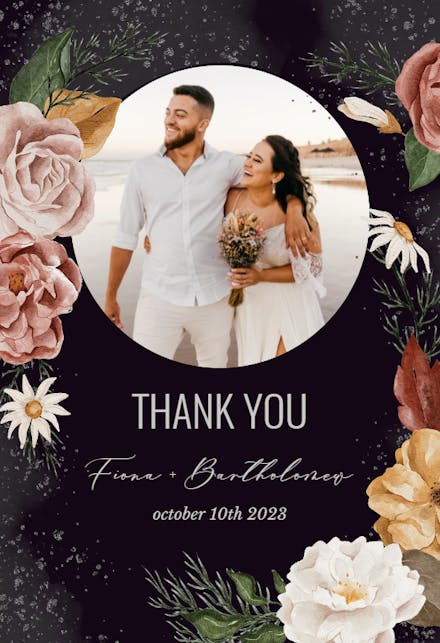 Nocturnal Flowers - Wedding Thank You Card