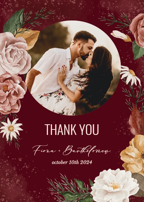 Nocturnal flowers - tarjeta de agradecimiento por la boda