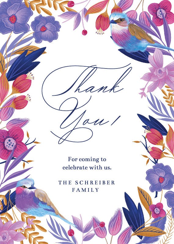 Purple bloom - wedding thank you card
