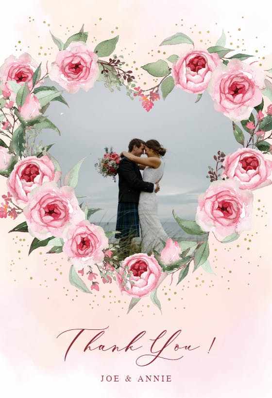 Roses heart -  tarjeta de agradecimiento por la boda gratis