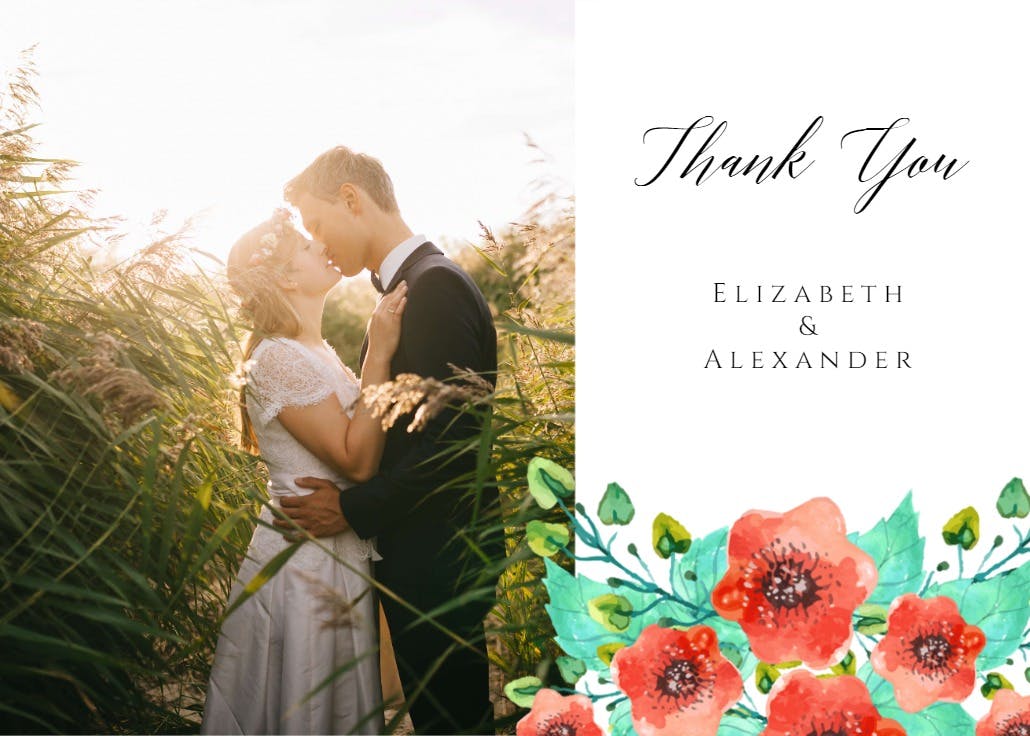 Royal garden - wedding thank you card