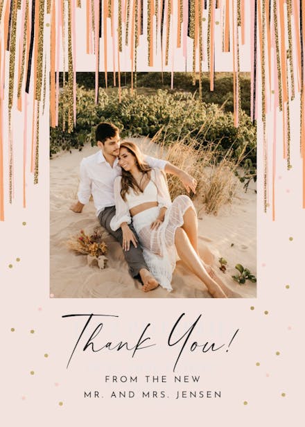 Shiny stripes frame - wedding thank you card