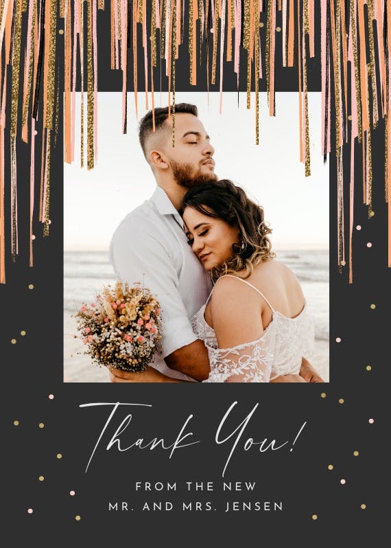Shiny stripes frame - wedding thank you card