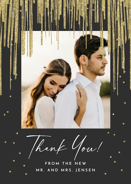 Shiny stripes frame - wedding thank you card