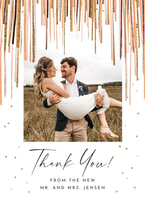 Shiny stripes frame - wedding thank you card