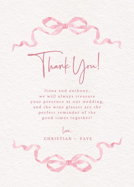 Simplistic ribbon - wedding thank you card