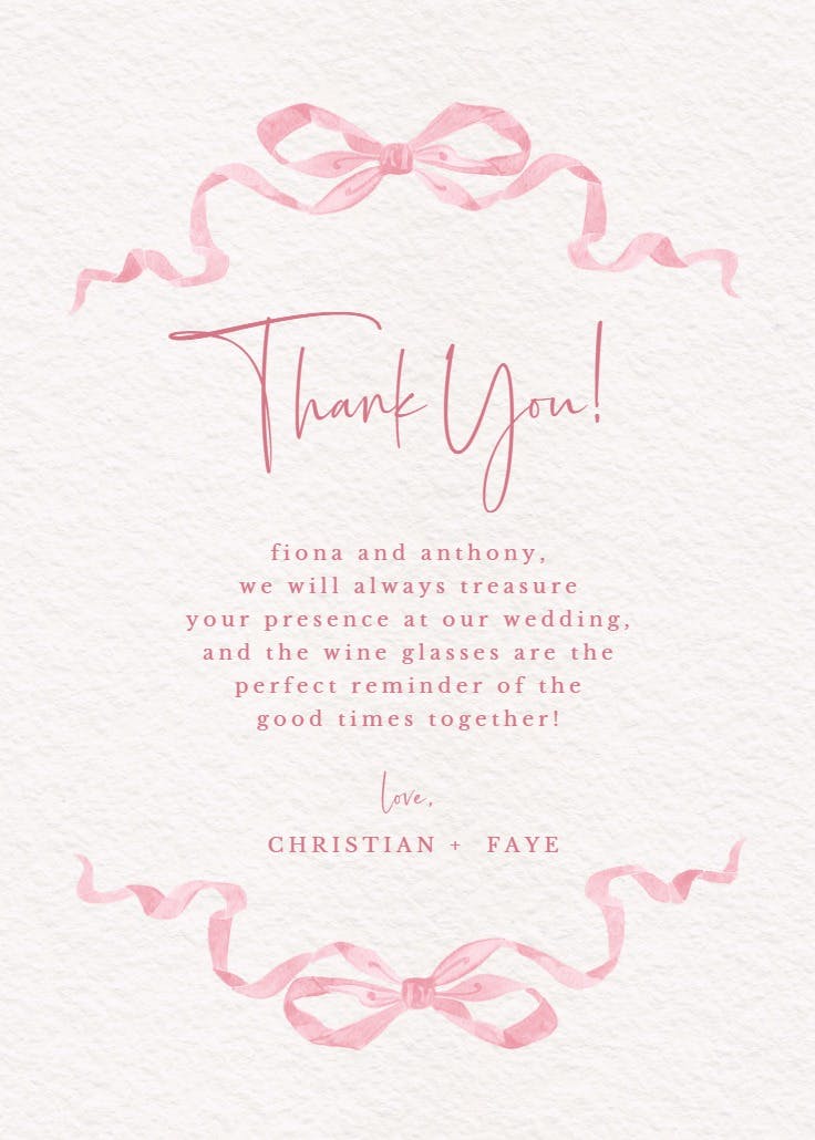 Simplistic ribbon - wedding thank you card