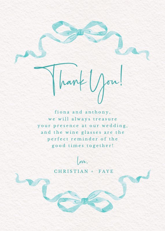Simplistic ribbon -  tarjeta de agradecimiento por la boda gratis