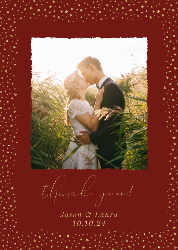 Sparkle stars - wedding thank you card