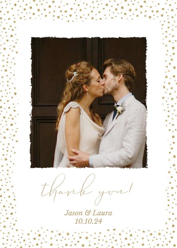 Sparkle stars - tarjeta de agradecimiento por la boda