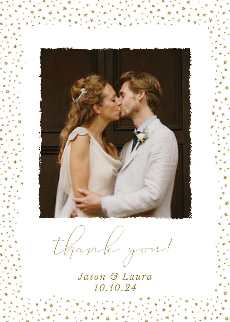 Sparkle stars - tarjeta de agradecimiento por la boda