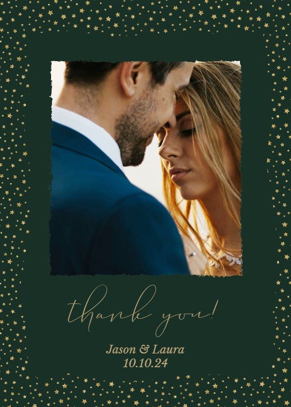 Sparkle stars - wedding thank you card