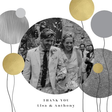 Surrealism balloons - wedding thank you card