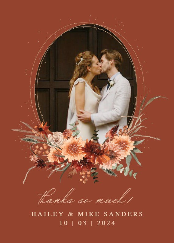 Terracotta flowers -  tarjeta de agradecimiento por la boda gratis