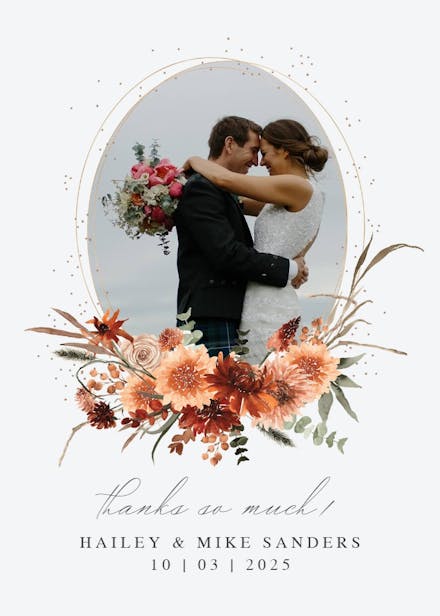 Terracotta flowers - tarjeta de agradecimiento por la boda