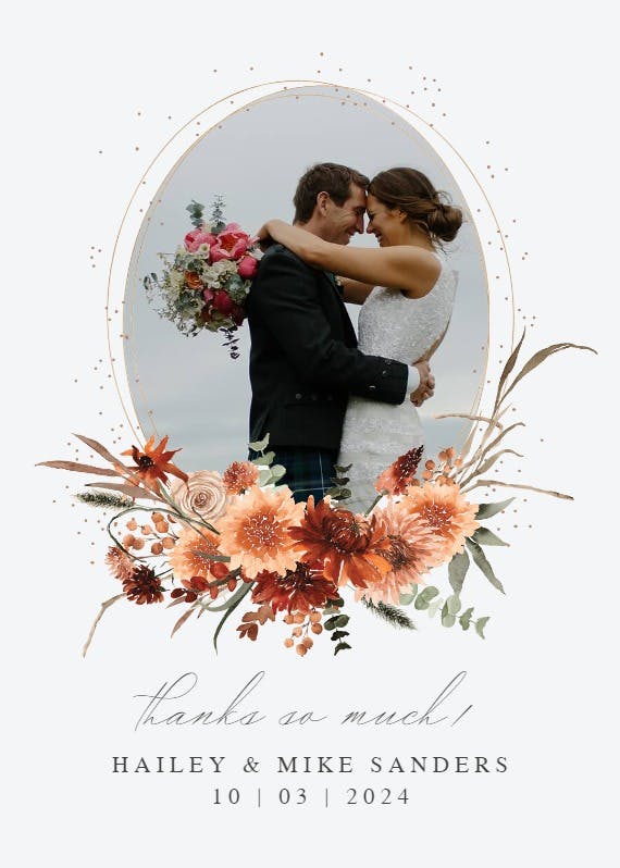 Terracotta flowers - wedding thank you card